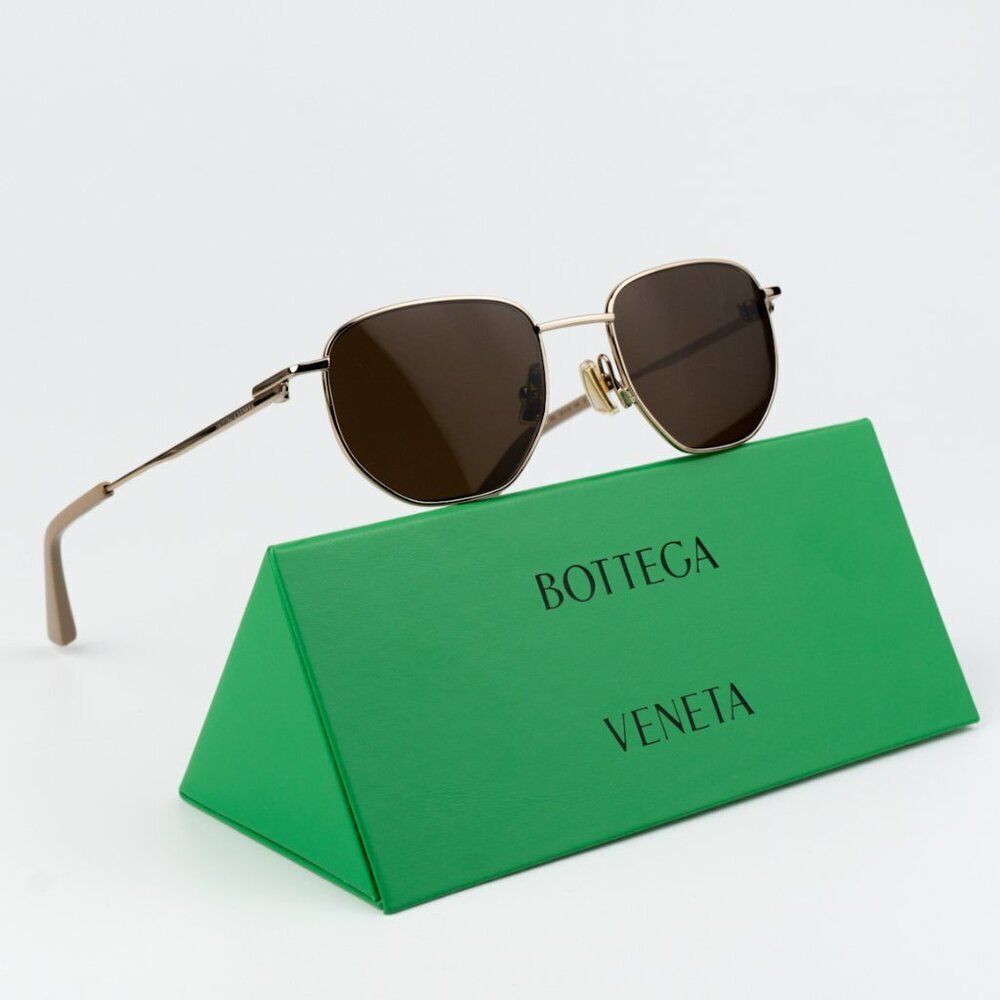 New Bottega Veneta Bv1301s 002 Gold Brown Split Panthos Unisex Sunglasses
